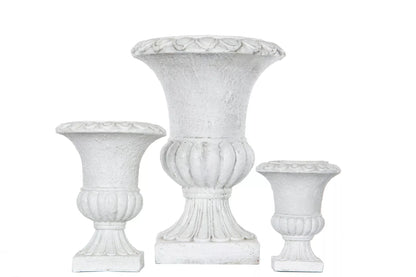 Blomsterpotte Blomsterkrukke Pokal Antikk hvit - 18cm