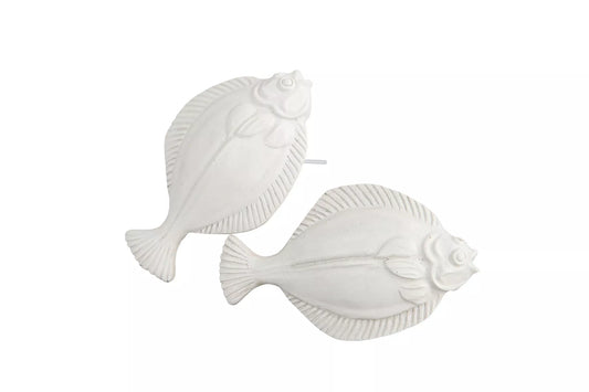 Pynt Flyndrefisk Stick Hvit Poly 8cm 2-pack