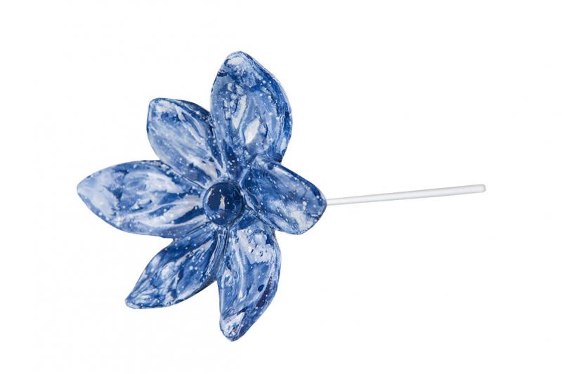Pynt Blomst stick Mørkeblå Poly 6,5cm 2-pack SALG