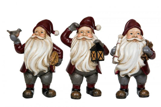 Innendørs Julepynt Nisse Rød 15cm Mix 3-pack