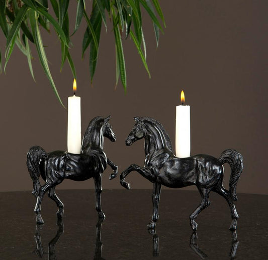 Lysestake Hest Brun Svart Poly 19cm