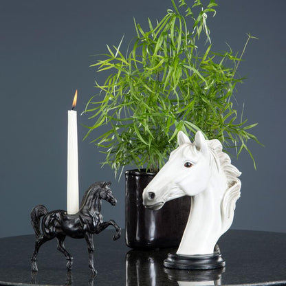 Lysestake Hest Brun Svart Poly 19cm