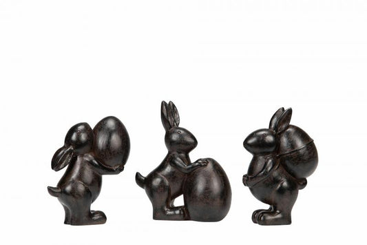 Påskepynt Kanin Trio Brun Mix Poly 3-pack