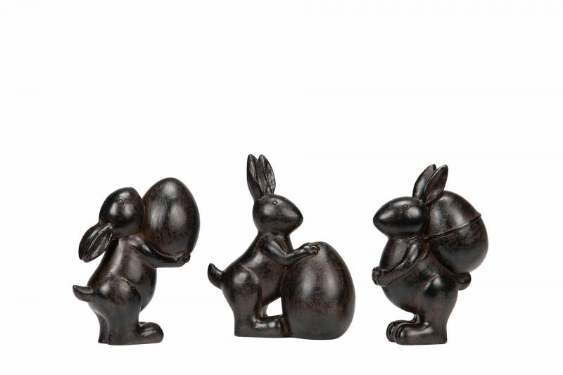Påskepynt Kanin Trio Brun Mix Poly 3-pack