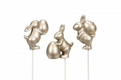 Påskepynt Kanin Trio Stick Champagne Mix Poly 6-pack