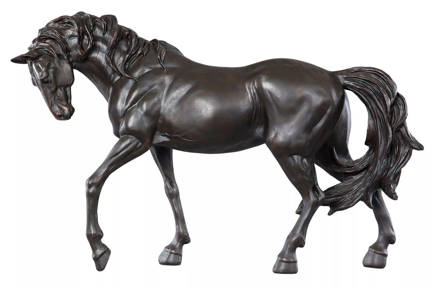 Dekorasjon Dyr Hest Svart Brun 44 cm