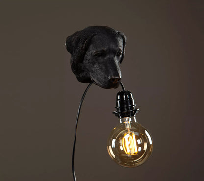 Vegglampe Hund Sort Brun 12x13cm
