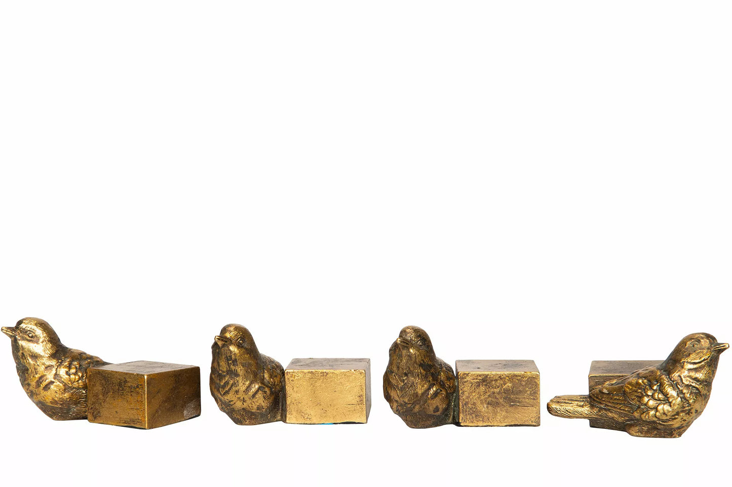 Blomkruka Krukfot Fågel Guld Polyresin 6x7x4cm 4-pack