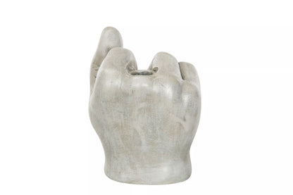 Lysestake Finger Grå Poly 12x10x14,5cm