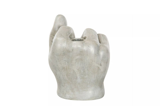 Lysestake Finger Grå Poly 12x10x14,5cm