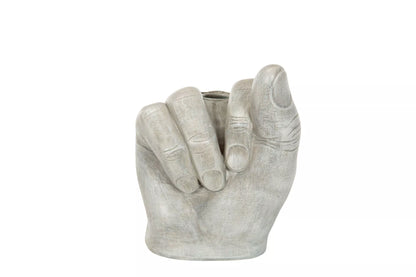 Lysestake Finger Grå Poly 12x10x14,5cm SALG