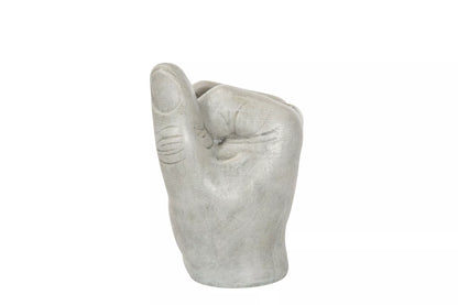 Lysestake Finger Grå Poly 12x10x14,5cm