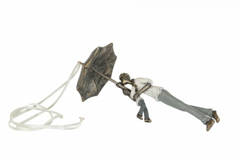 Dekorasjon Statue Paraply Far Barn Poly 9x9x23cm SALG