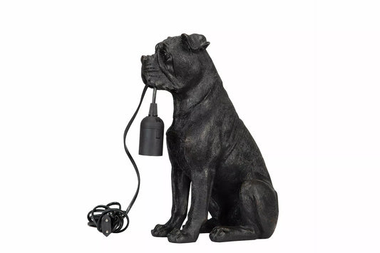 Bordlampe Sittende Hund Sort Brun Poly