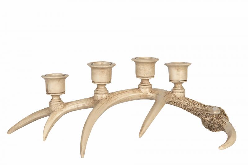 Julelysestake Rensdyr Horn 4 Lys Natur Poly 38x17x14cm SALG