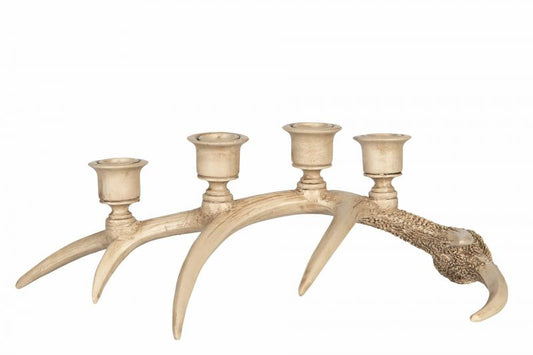 Julelysestake Rensdyr Horn 4 Lys Natur Poly 38x17x14cm
