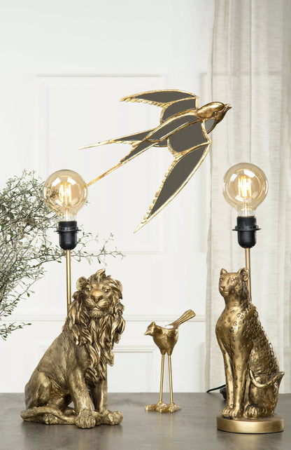 Bordlampe Løve Poly Mørkt gull 25x32 42cm