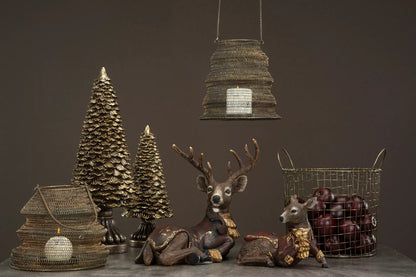 Innendørs Julepynt Hjort Hvilende Poly 39,5x22x35cm