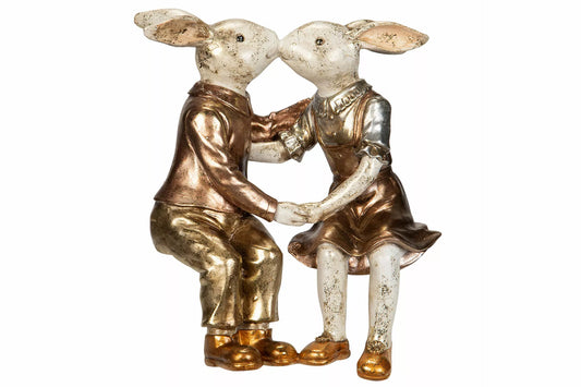 Påskepynt Kaninpar Kiss Polyresin 30x13x35cm