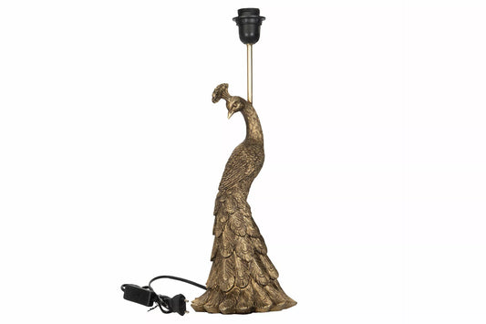 Bordslampa Lampfot Påfågel Guld Poly 18x17x51cm I lager: Vecka  6
