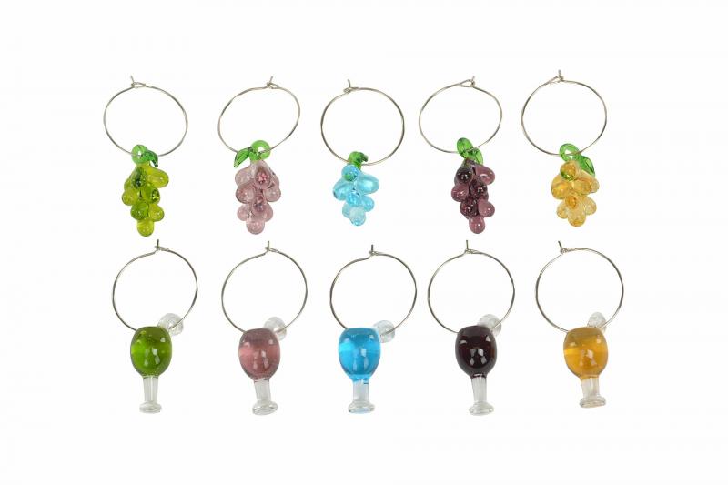Vinglass Koppmarkør Drue mix Glass 2-3cm 10-pack SALG