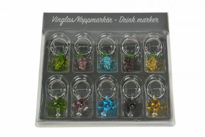 Vinglass Koppmarkør Drue mix Glass 2-3cm 10-pack SALG