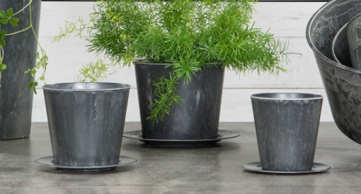 Hardplast Blomsterpotte Grå krukke Rondo 17x13x15cm SALG