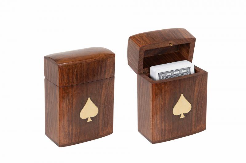 Dekorasjon Spill kort boks Tre Gull 8x4x11,5cm 1 st