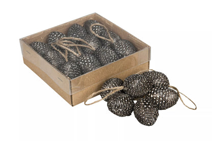 Påskepynt Egg Prikker Fjær Mini Anheng 3x4cm 12-pack
