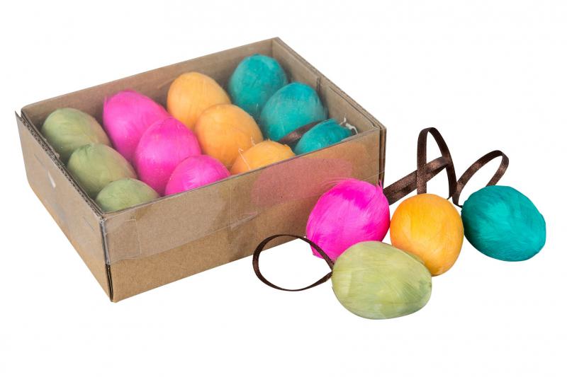 Påskepynt Egg Mix Fjær Mini Anheng 3x4cm 12stk