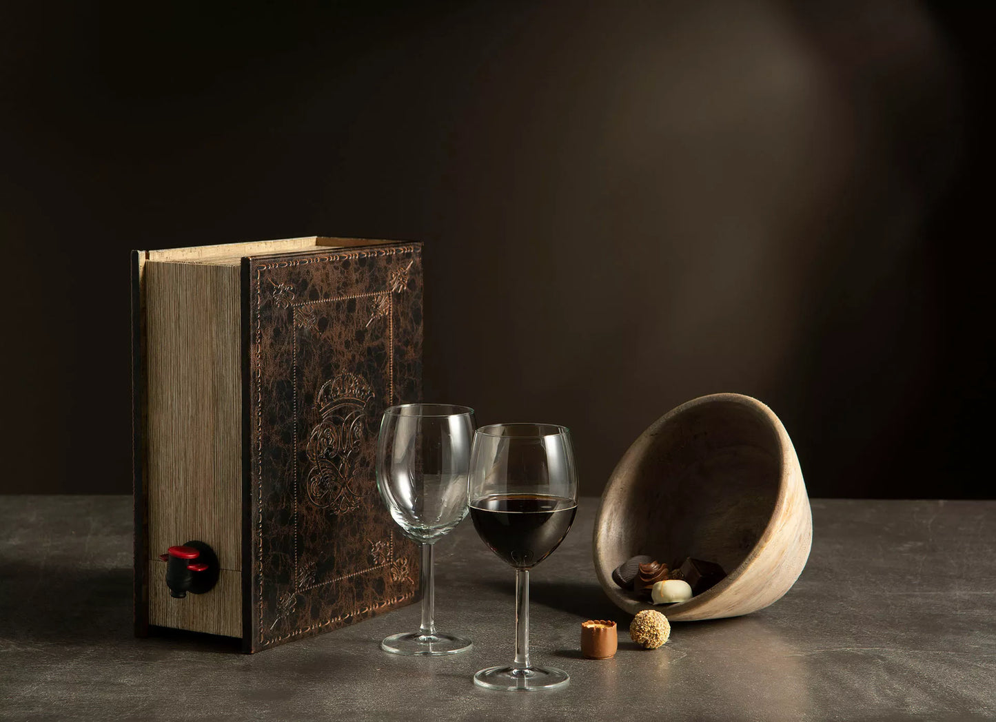 Vinstativ Dekorasjon Bokeske Vinboks Skinn 30x23x11,5cm