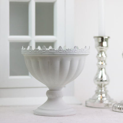 Blomsterpotte Blomsterkrukke Pokal Antik 19 cm Antikk hvit