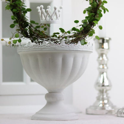 Blomsterpotte Blomsterkrukke Pokal Antik 19 cm Antikk hvit