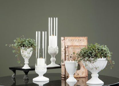 Blomsterpotte Blomsterkrukke Pokal Antik 19 cm Antikk hvit