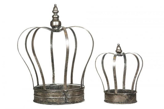 Dekorasjon Krone Lysestake Ornament Sølv Ø32x40cm 2-pack