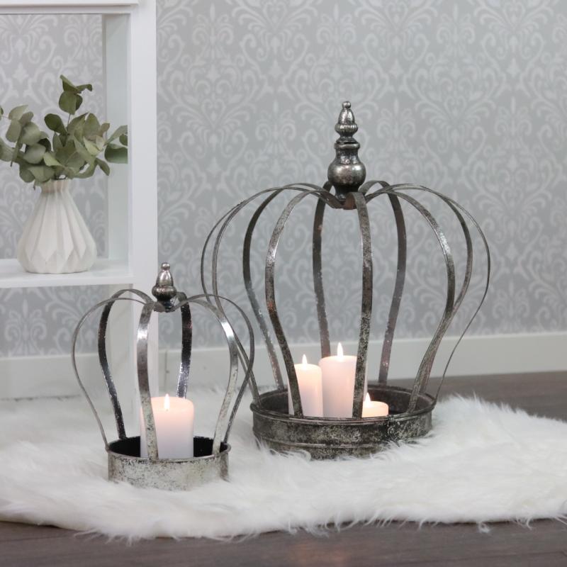 Dekorasjon Krone Lysestake Ornament Sølv Ø32x40cm 2-pack