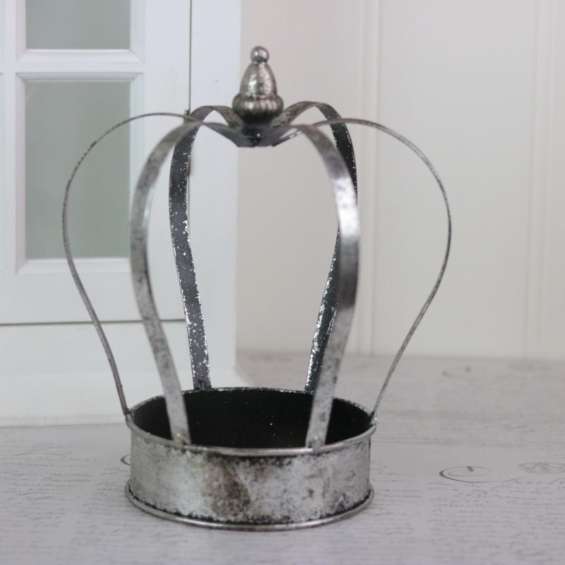 Dekorasjon Krone Lysestake Ornament Sølv Ø32x40cm 2-pack
