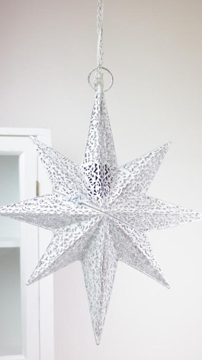 Adventsstjerne belysning - Antikk hvit 50 cm
