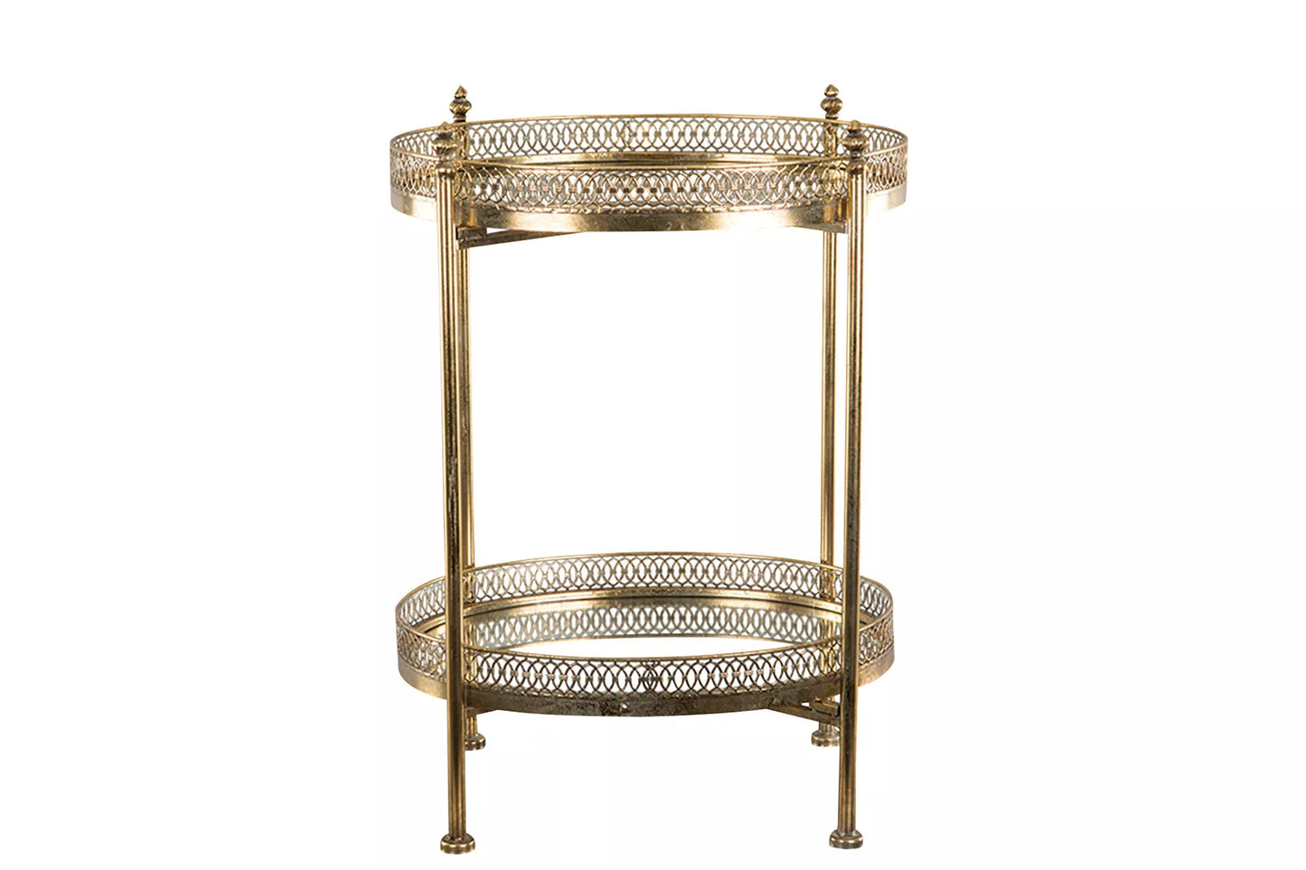 Sidebord Serveringsvogn Speilbord Drink 65 cm - antikk messing