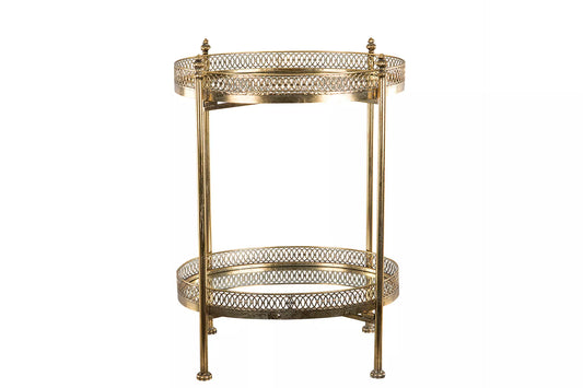 Sidebord Serveringsvogn Speilbord Drink 65 cm - antikk messing