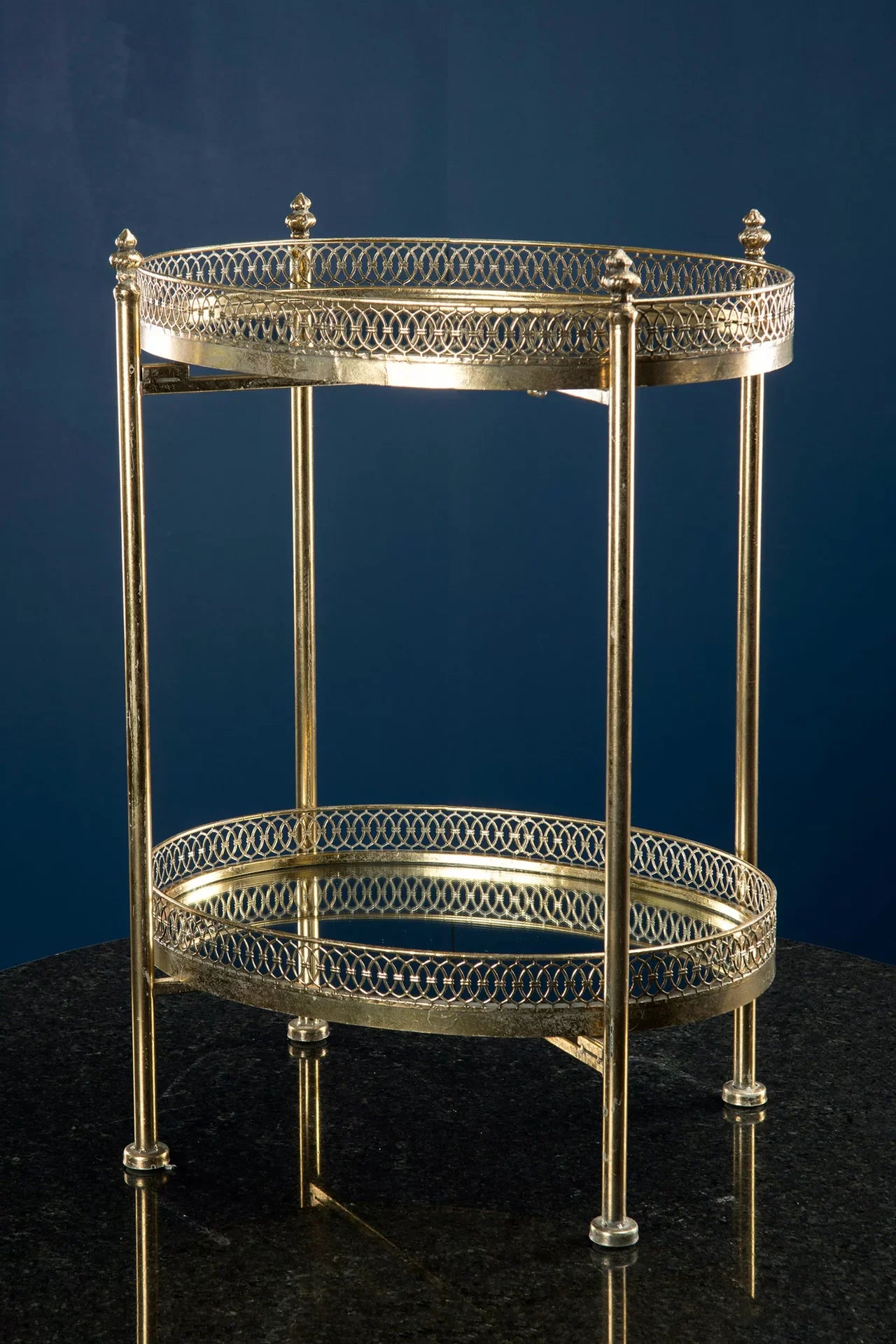 Vinstativ Serveringsvogn Speilbord Drink 65 cm - antikk messing