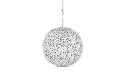 Lyslykt Lyskule i Metall for telys Antikk hvit 16 cm