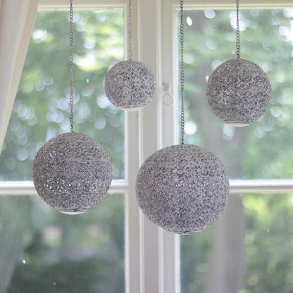 Lyslykt Lyskule i Metall for telys Antikk hvit 16 cm