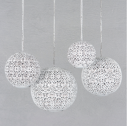 Lyslykt Lyskule i Metall for telys Antikk hvit 16 cm