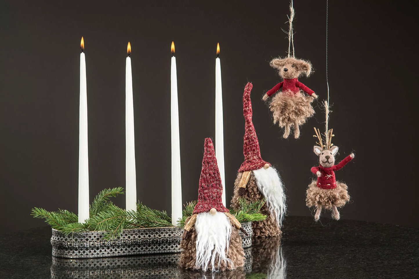 Julelysestake Adventslysestake 41 cm gyllenbrun