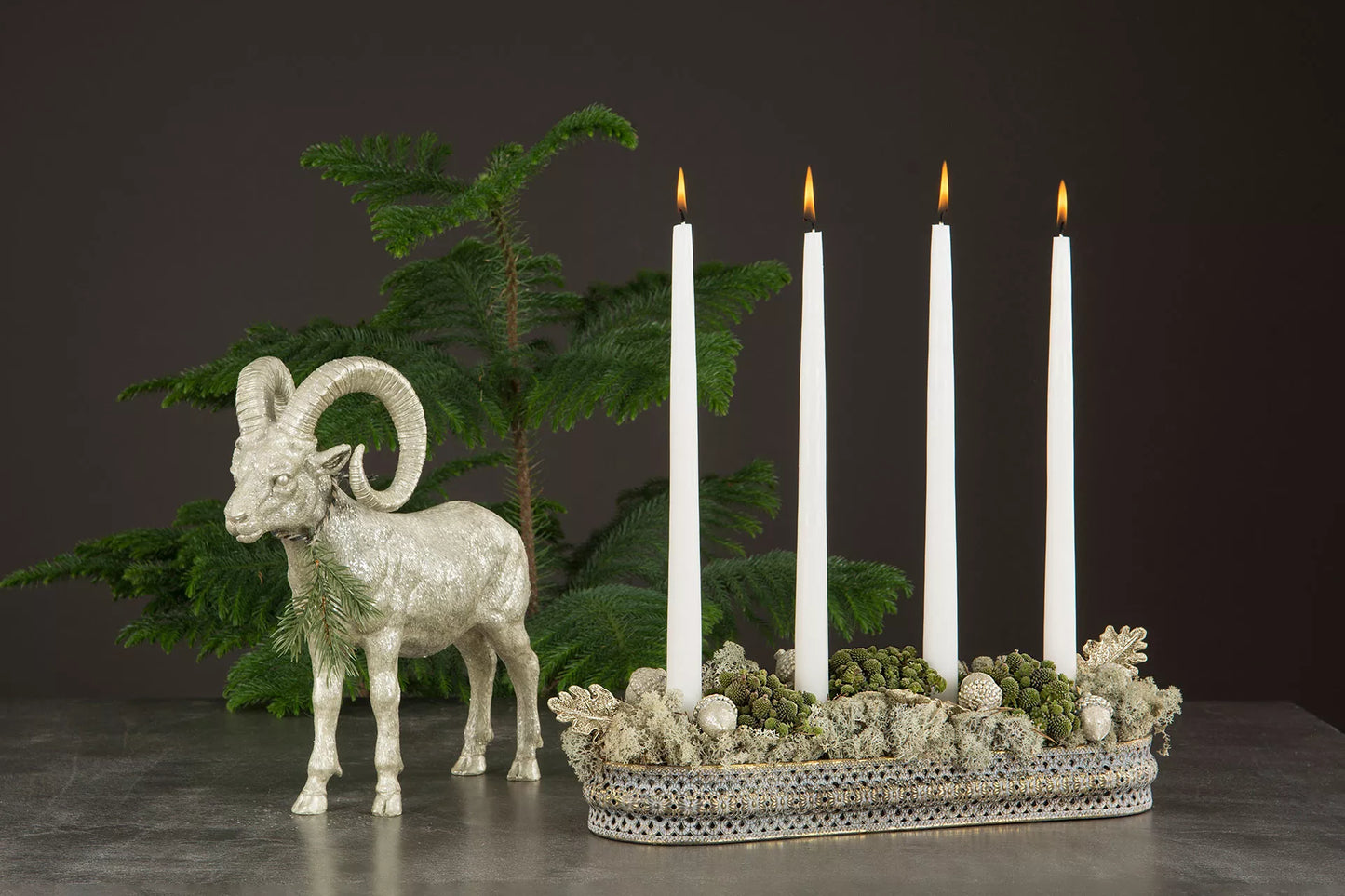 Julelysestake Adventslysestake 41 cm gyllenbrun