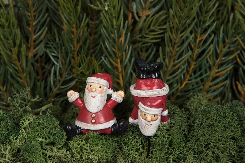 Innendørs julepynt Nisse opp ned Stick Mix Poly 4cm 2-pack SALG