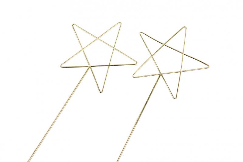 Innendørs julepynt Stjerne Metall stick Gull 10x20cm 2-pack SALG