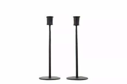 Lysestake Rett Svart Metall 9,5x27cm