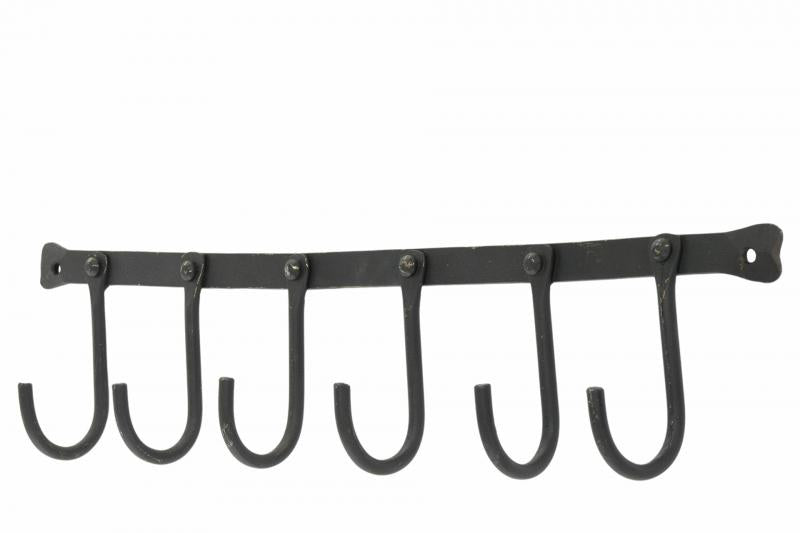 Kleshenger Veggkrok Kroklist 6 Kroker Sort Metall 51x6x11cm SALG